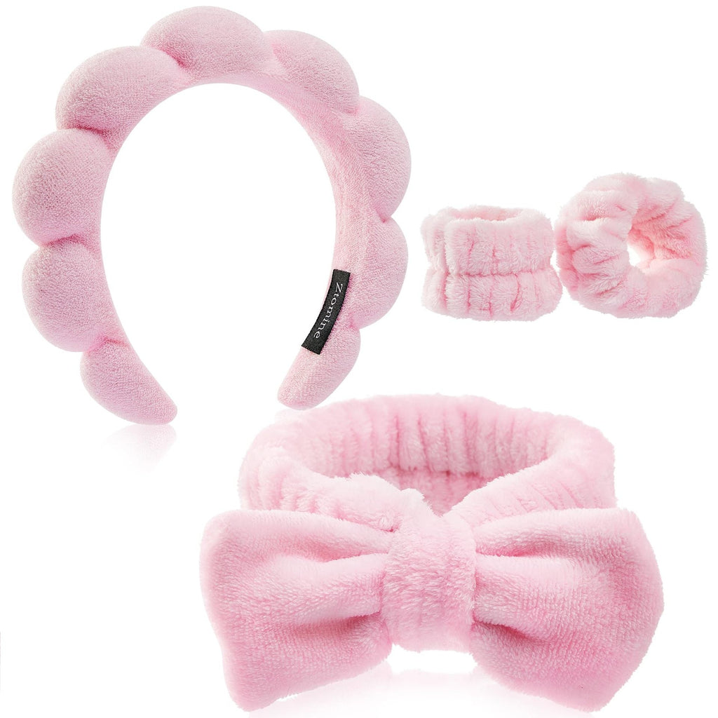 Spa headband and wristband set flat lay