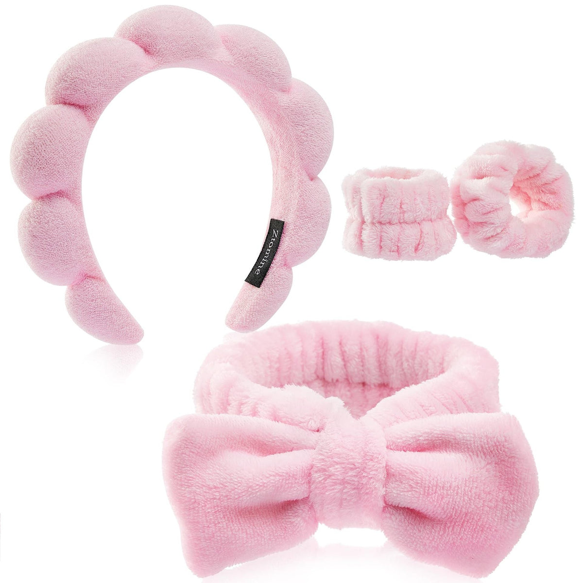 Spa headband and wristband set flat lay